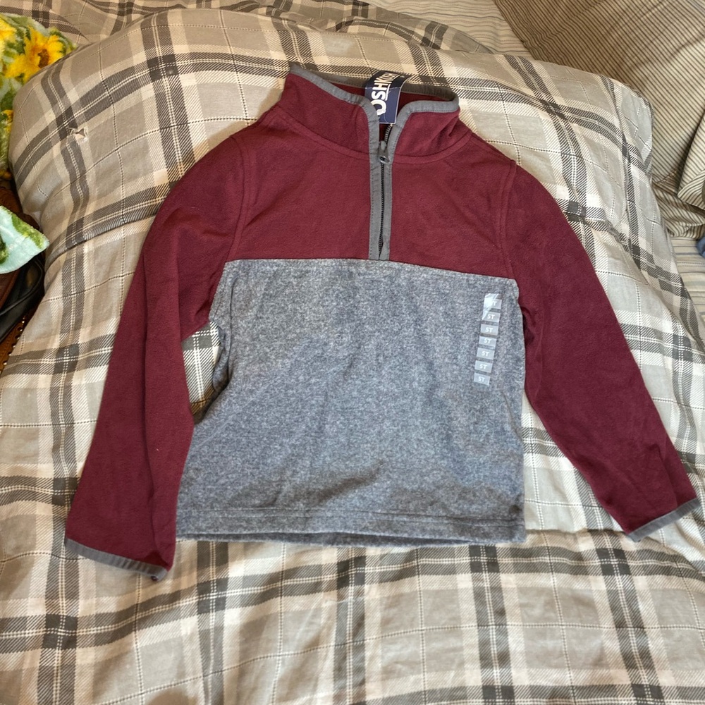OshKosh B'gosh Burgundy and Gray Kids Quarter-Zip Sweatshirt